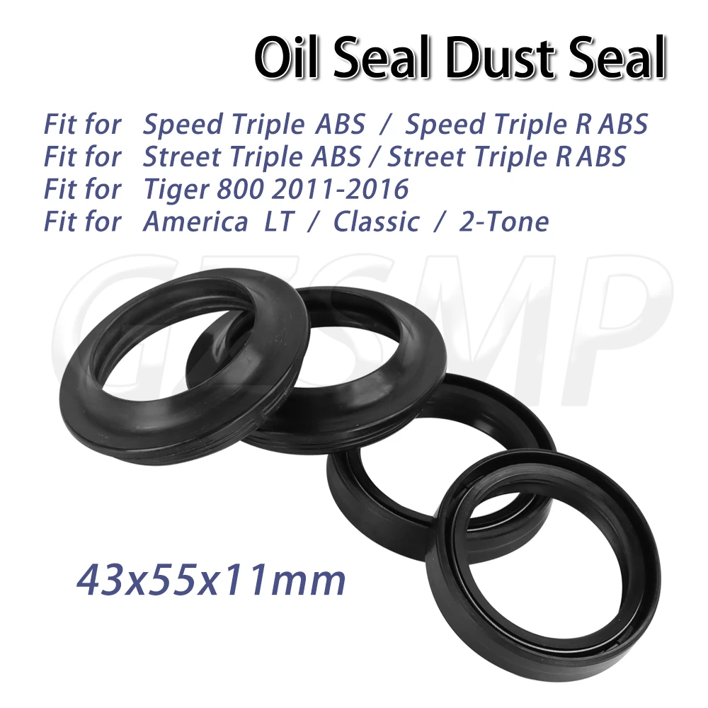 Oil Dust Seal 43X55X11mm Motorcycle Front Fork Absorber Fit for Triumph Bonneville T100 Speed Street Triple R Tiger 800