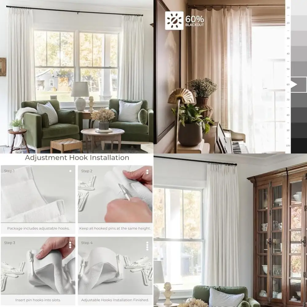 pinch pleated linen-textured light filtering curtains for living room and bedroom windows