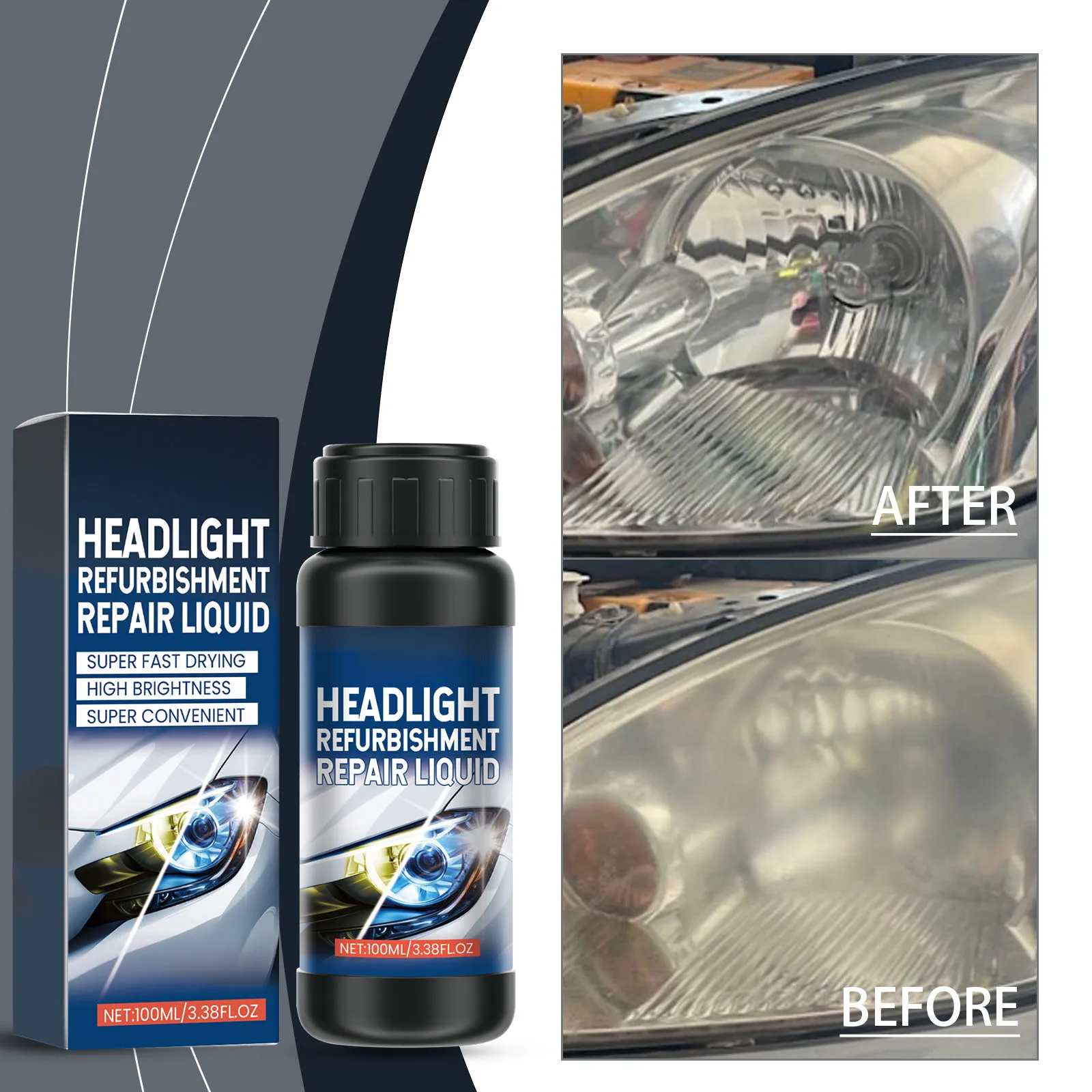 100ML Auto Headlight Cleaning Agent Car Light Care Dust And Stain Removal Repair Fluid Polishing Refurbishment Cleaner