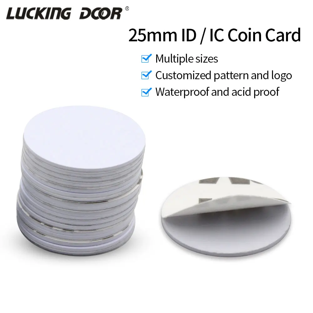 100pcs/Lot 125khz 13.56mhz RFID Tag Keychain TK4100 Adhesive Sticker Coin Card Read Only NFC ID IC Card Key Diameter 25mm DIY
