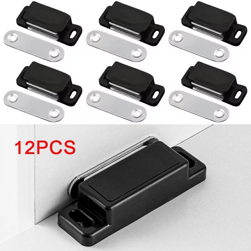 12 Pieces Cupboard Kitchen Furniture Magnetic Cabinet Door Latch Closures White Plastic Strong Powerful Magnet Catch