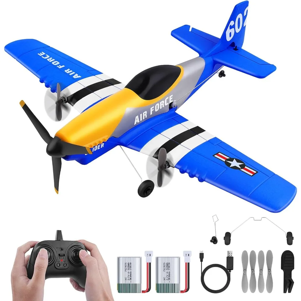 2.4GHz 3-Channel RC P51D Mustang Fighter Airplane with Gyroscope Stabilization and 2 Batteries Included