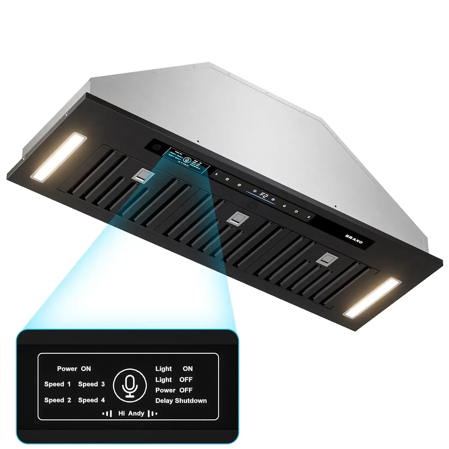 Range Hood Insert 36 Inch, 900 CFM Voice/Gesture/Touch Control Build-in Kitchen Hood Vent with 4 Speed Exhaust Fan,, Customized