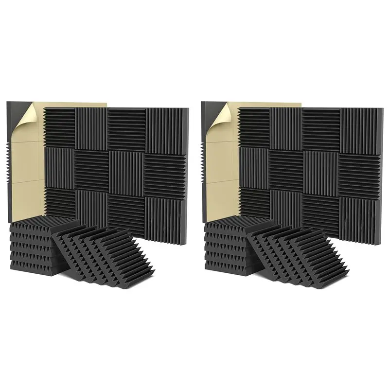 【24H SALE】Acoustic Foam Panels, 2X12x12inch Self-Adhesive Sound Proof Foam Panels, High Density Soundproof Wall Panels (24 Pack)