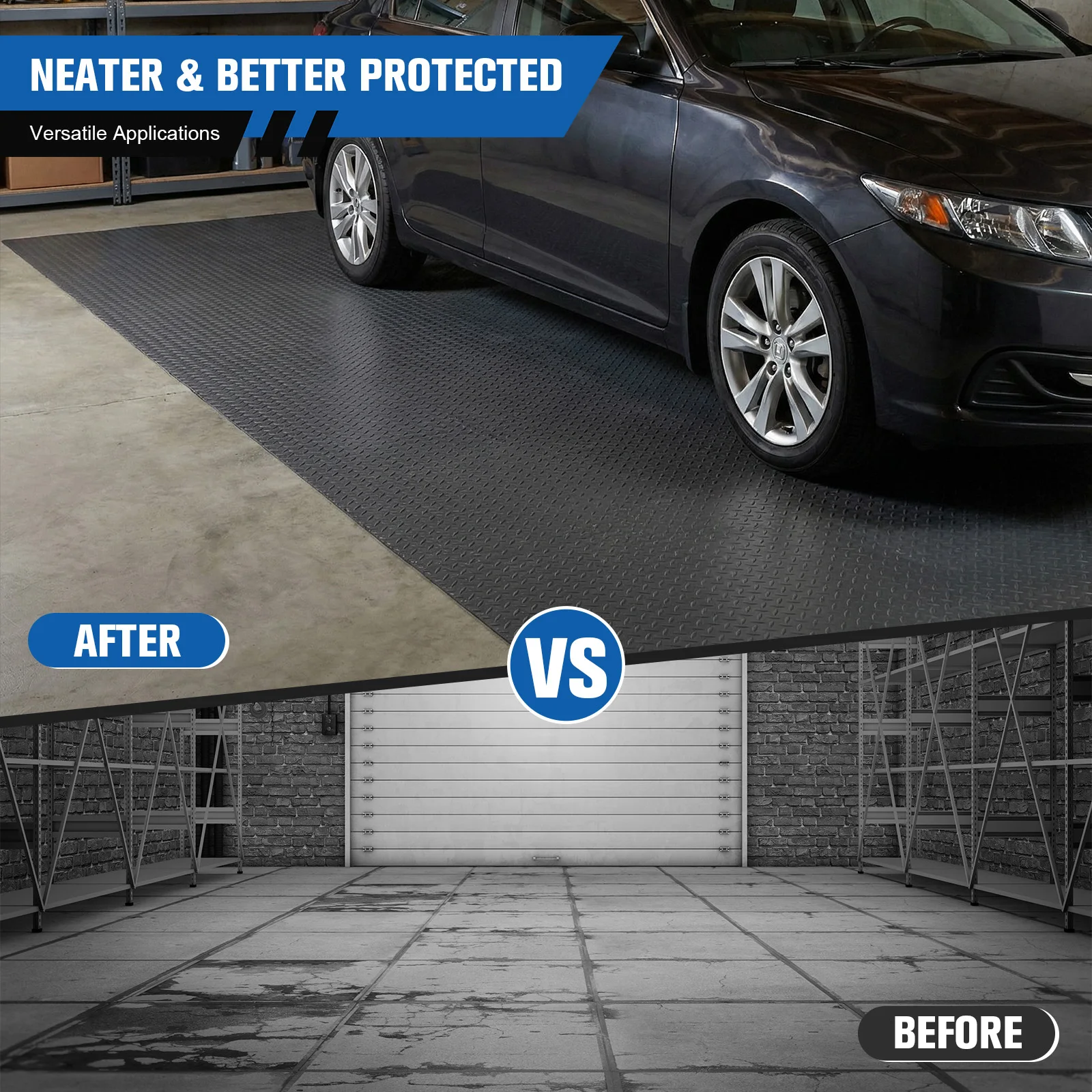 7.9x21/32.8 FT Non-Slip Floor Mat 2.5mm Golf Cart Parking Mat Diamond Plate PVC for Truck Trailer SUVs Van Golf Cart Motorcycle