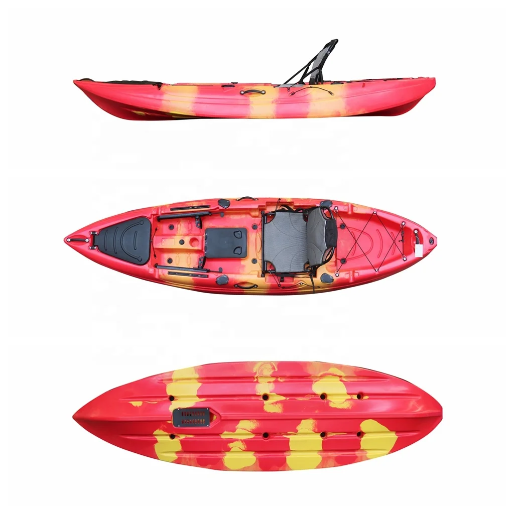 10ft Single Person Sit On Top Fishing Foot Pedal Kayak Catamaran Plastic Kayak With Rudder System For Sale