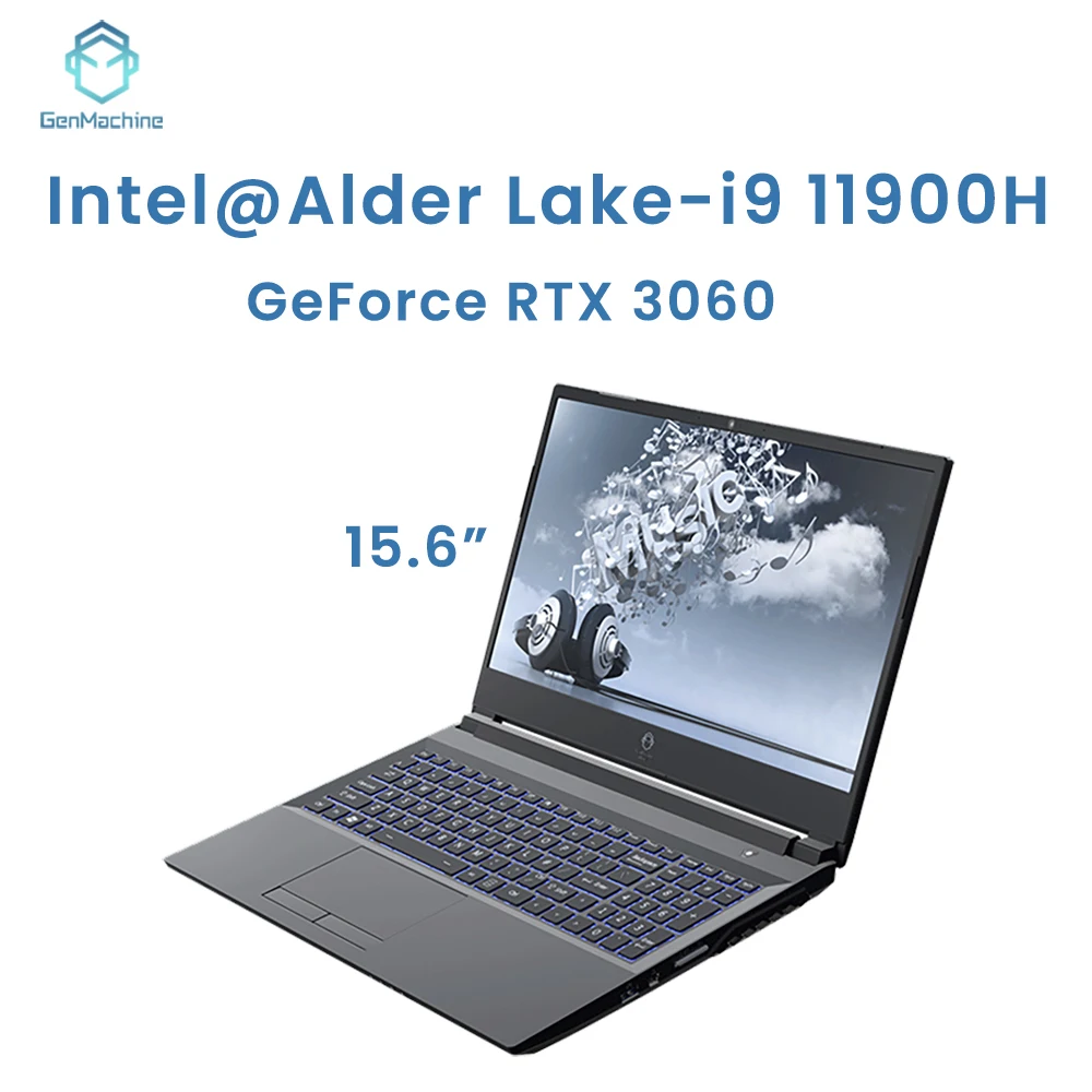 Genmachine Laptop Computer Intel i9 11900H 15.6” 144Hz NVIDIA GeForce RTX 3060 LPDDR4 M.2 2280 NVME SSD Business Gaming Laptops