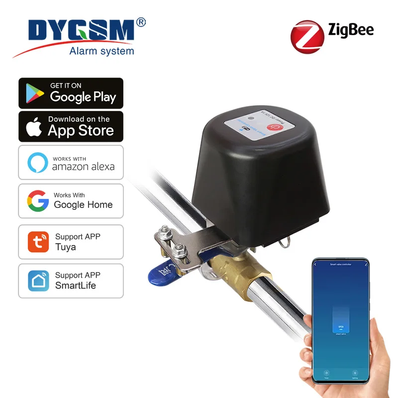 Tuya Zigbee Water Valve Gas Shutoff Controller Support Alexa Google Assistant Smart Wireless Control Smart Life App