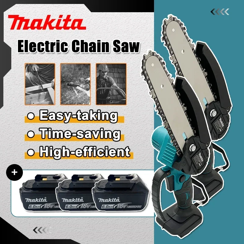 Makita 6 Inch Chain Saw Electric Saw Handheld Portable Wood Logging Chainsaw Garden Pruning Wood Power Tool for 18V Battery