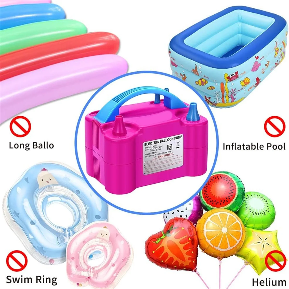 Air Balloon Pump Portable Dual Nozzle Electric Balloon Inflator Blower for Party Decor Fill Balloons 600W EU Plug B G