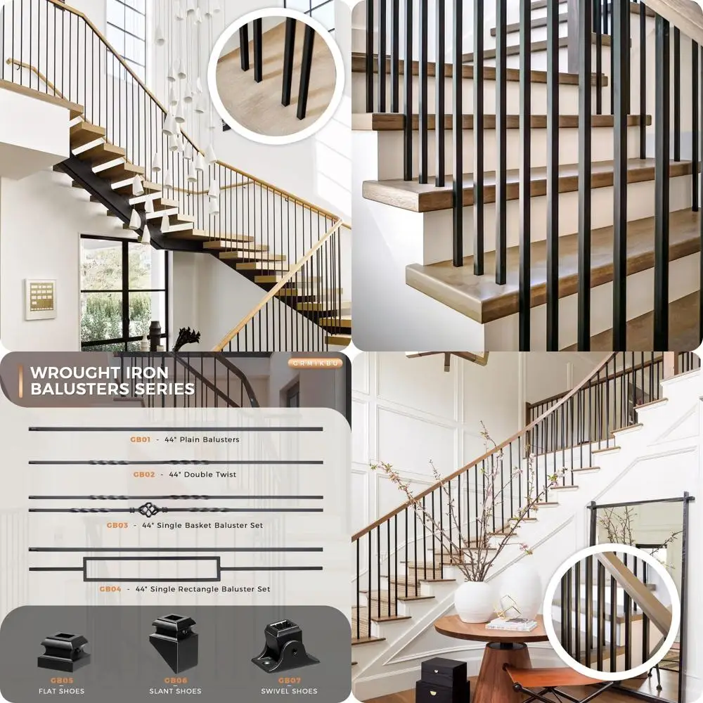 44-Inch Wrought Iron Deck Balusters - 1000 Plain Bar Railings