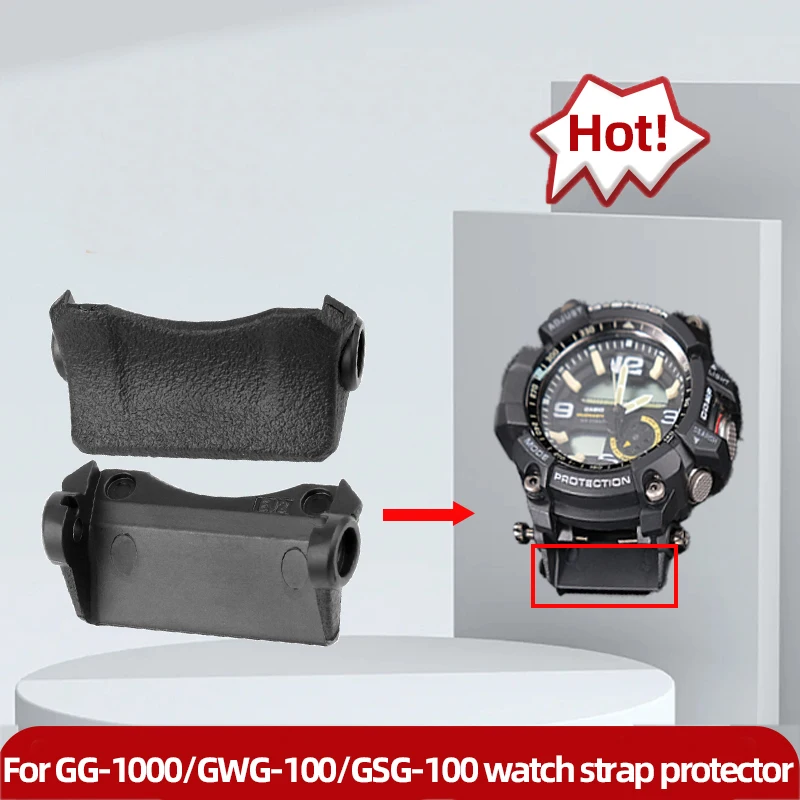 For Casio G-Shock GG-1000/GWG-100/GSG-100 Watch Connector Arm Guard Black Silica Gel Fixed Silicone Rubber Part Accessory