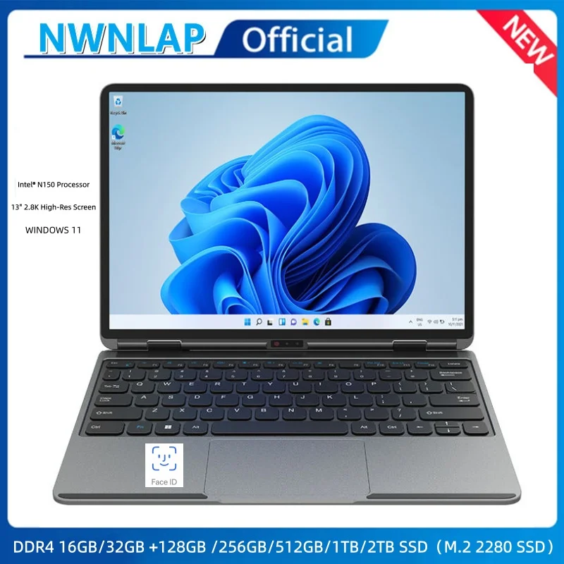 Cheap Carbon Fiber 13-inch Celeron N150  32GB RAM 128G-2TB SSD Backlit Keyboard 2.8K Screen Personal Business Notebook Computer