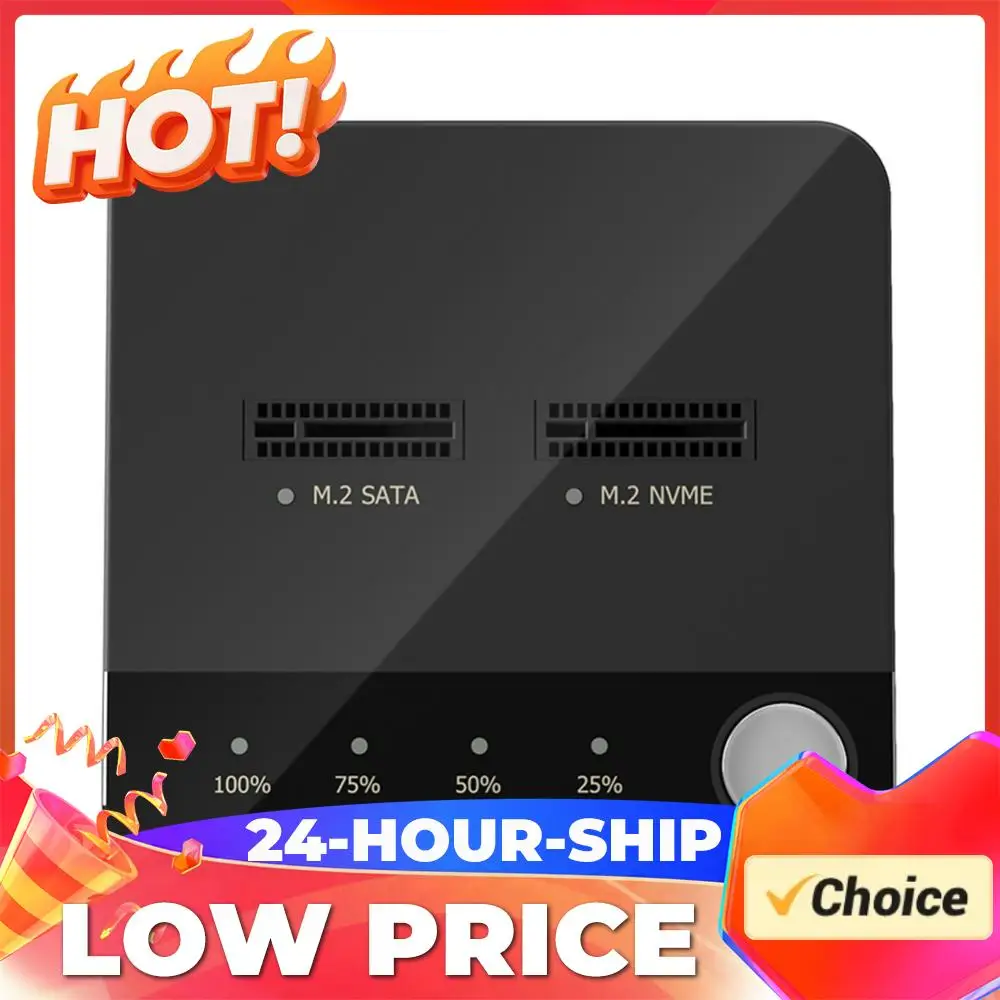 M.2 SATA/NVMe Dual-Bay Hard Drive Docking Station Clone Duplicaotr Offline Clone M.2 SSD Duplicator Data Transmission M.2 Cloner