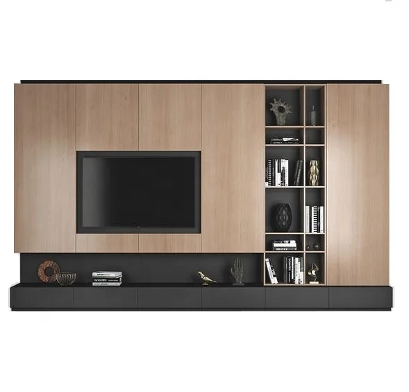 Dorene Home Furniture Wall Set Living Room Fancy Modern Tv Stand Cabinet With Display Glass Doors Floating Modern Tv Cabinet