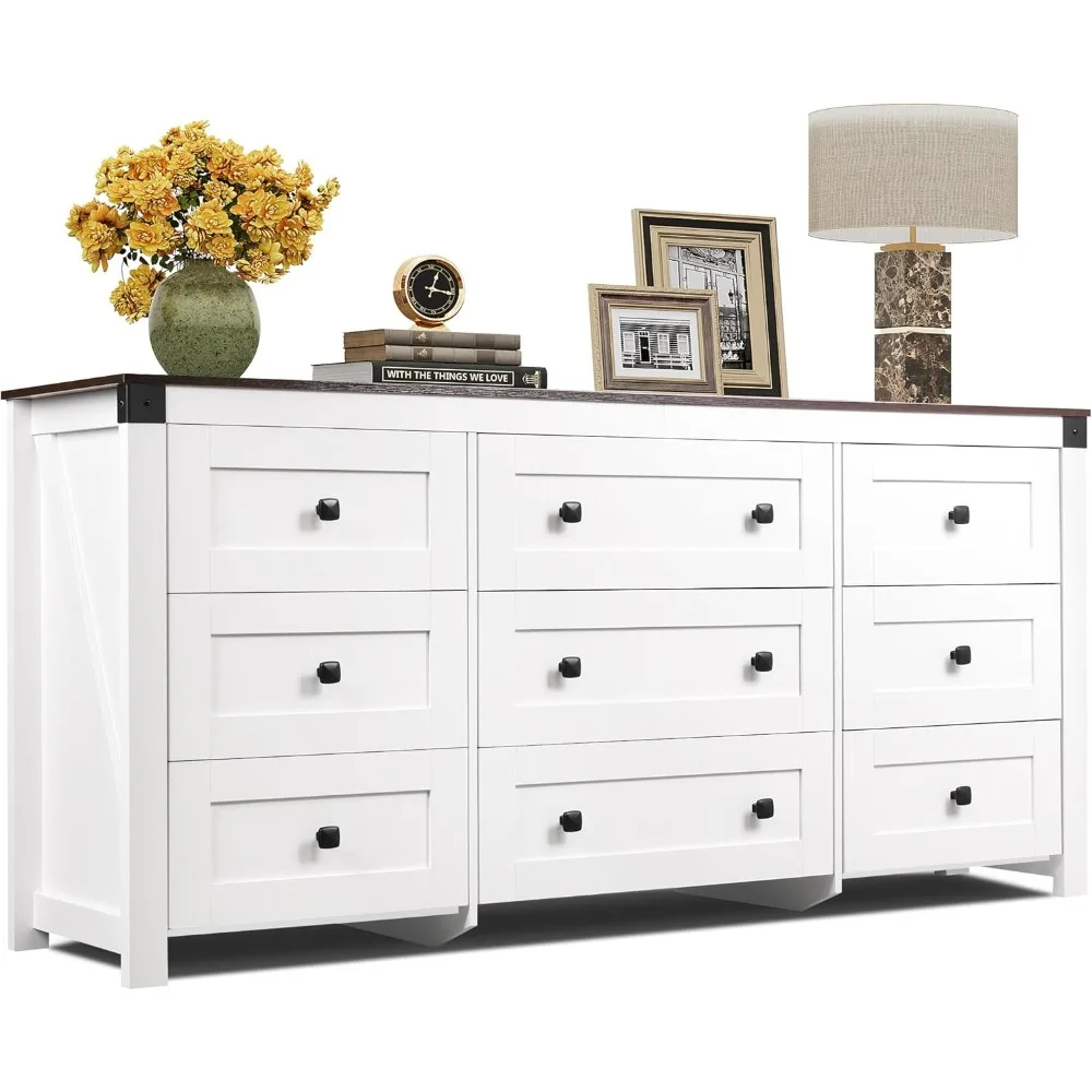 Farmhouse Dresser for Bedroom,Dresser Storage Organizer, Wood Chest of Drawers for Bedroom, for Living Room, Hallway