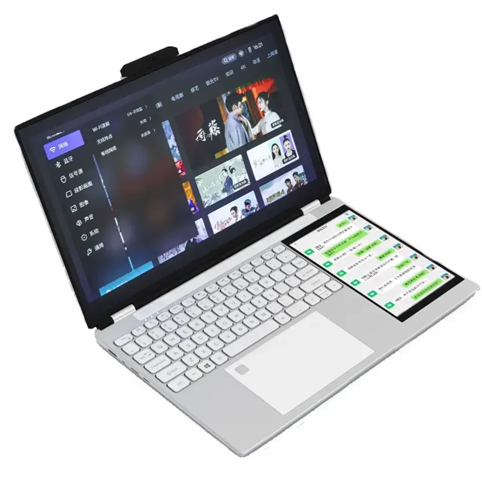 Dual-screen Laptop 15.6" IPS 2K four-sided narrow screen 7" IPS Touch screen 32GB Intel N100 CPU 4 Core 4 Thread up to 3.4GHz