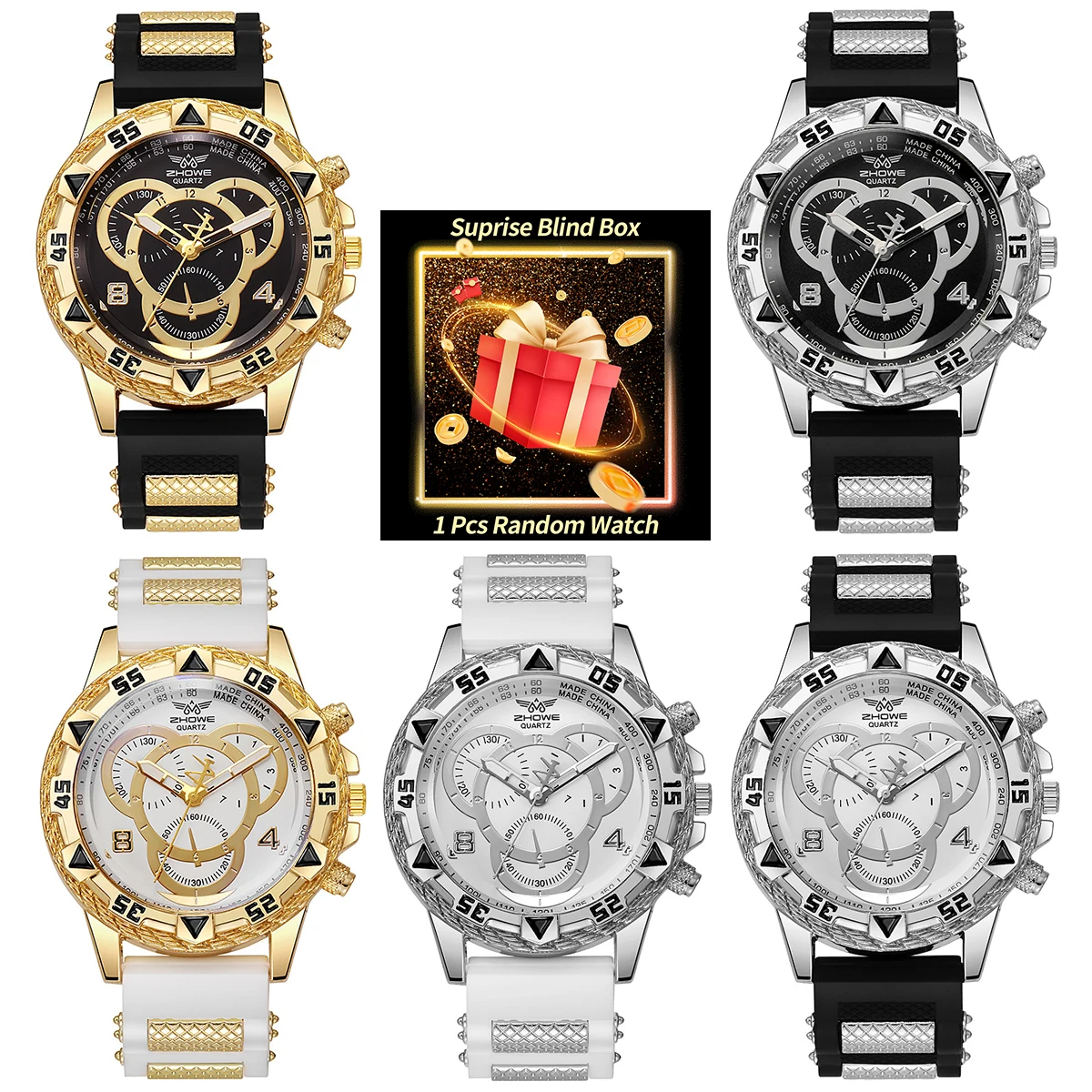 1PC Surprise Mystery Watch Blind Box-Men’s Watch Fashion Silicone Band Analog Quartz Wrist Watch Man Sports Watches Reloj Hombre