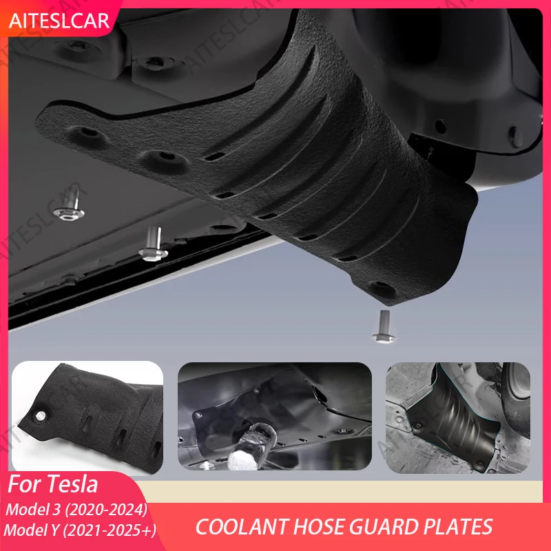 For Tesla Model Y 2021-2024 Coolant Pipe Guard Aluminum Alloy Shield for Battery Under The Chassis Installation Without Drilling