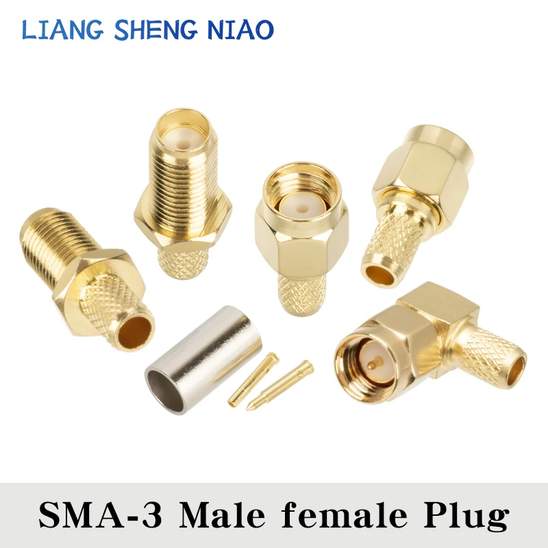 All copper SMA-J-3 internal screw internal needle standard SMA male connector crimped with SMA female connector RG58/50-3 feeder