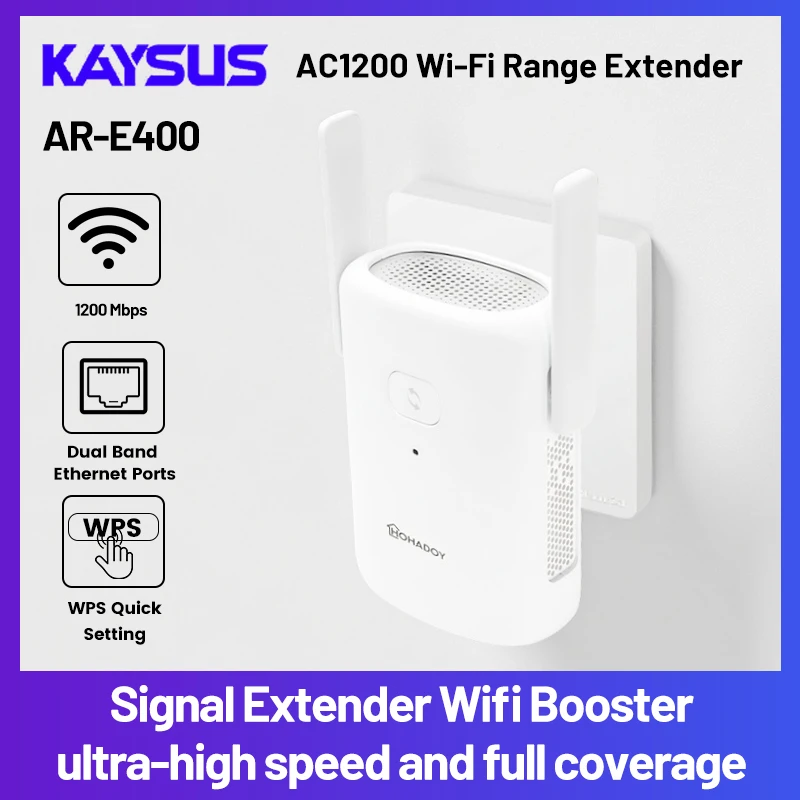 WiFi5 AC1200 Dualband Repeater big coverage 1200Mbps Signal Extender 2.4G 5GHz Wi-Fi Router Long Range Signal Booster