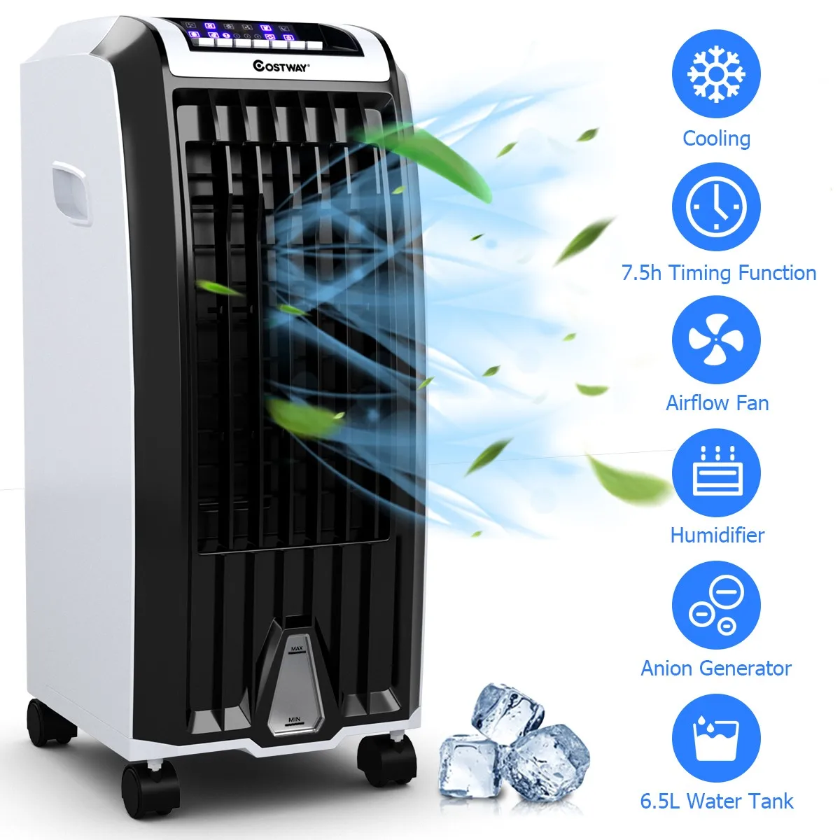 Evaporative Portable Air Cooler Fan Anion Humidify W/ Remote Control