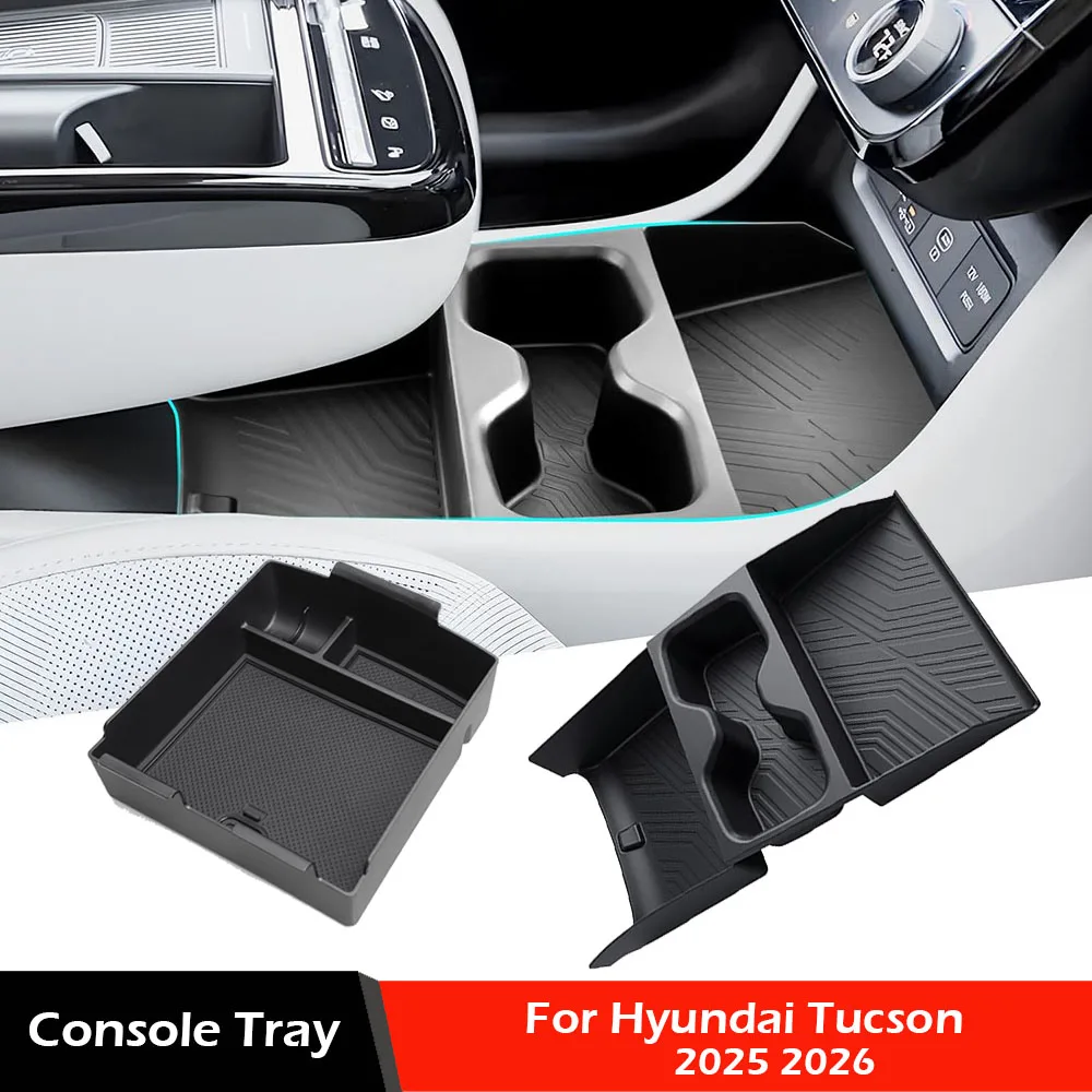 Console Lower Organizer Tray for 2025 2026 Hyundai Tucson Limited/Hybrid Armrest Storage Box (ONLY for Electronic Shift)