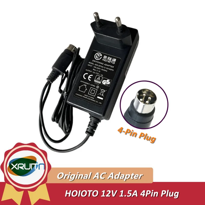 Genuine Hoioto ADS-25FSG-12 12018GPG AC Adapter 12V 1.5A 18w EC1008 Power Supply 4 Pin Din Charger ADS-26FSG-12 EU Plug