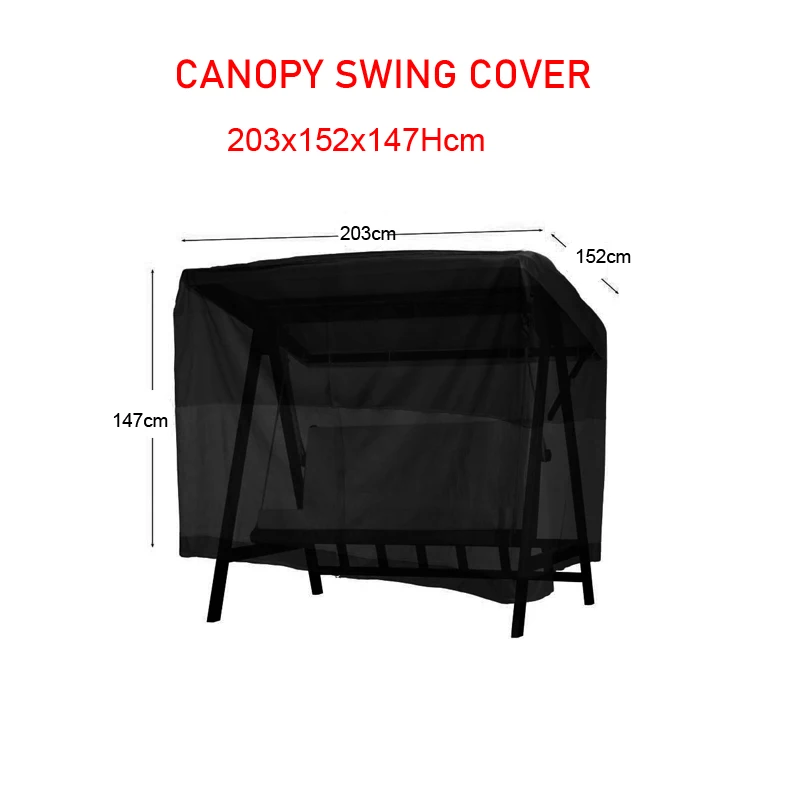 Outdoor Canopy swing cover,L203xW152XH147cm dust/water protective cover,1 zipper.Black furniture cover.Cnsjmade custom made