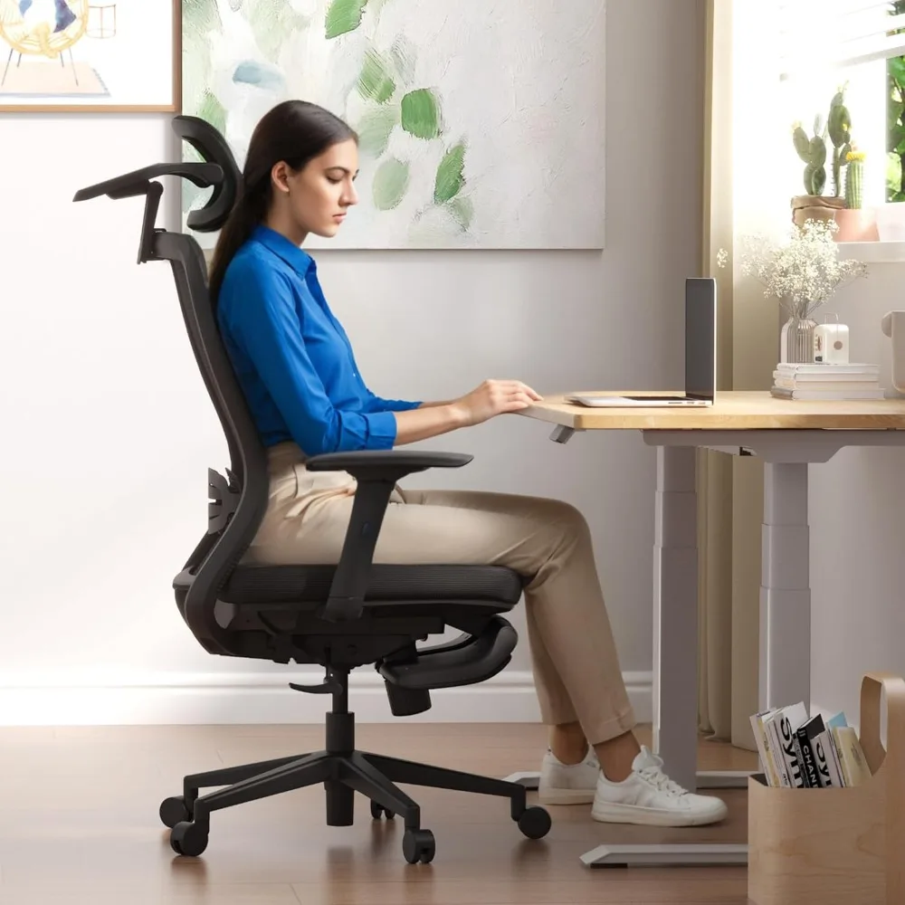 Ergonomic Office Chair with Adjustment Lumbar Support 3D Headrest and Footrest High Back Computer Desk Chair for Home Office