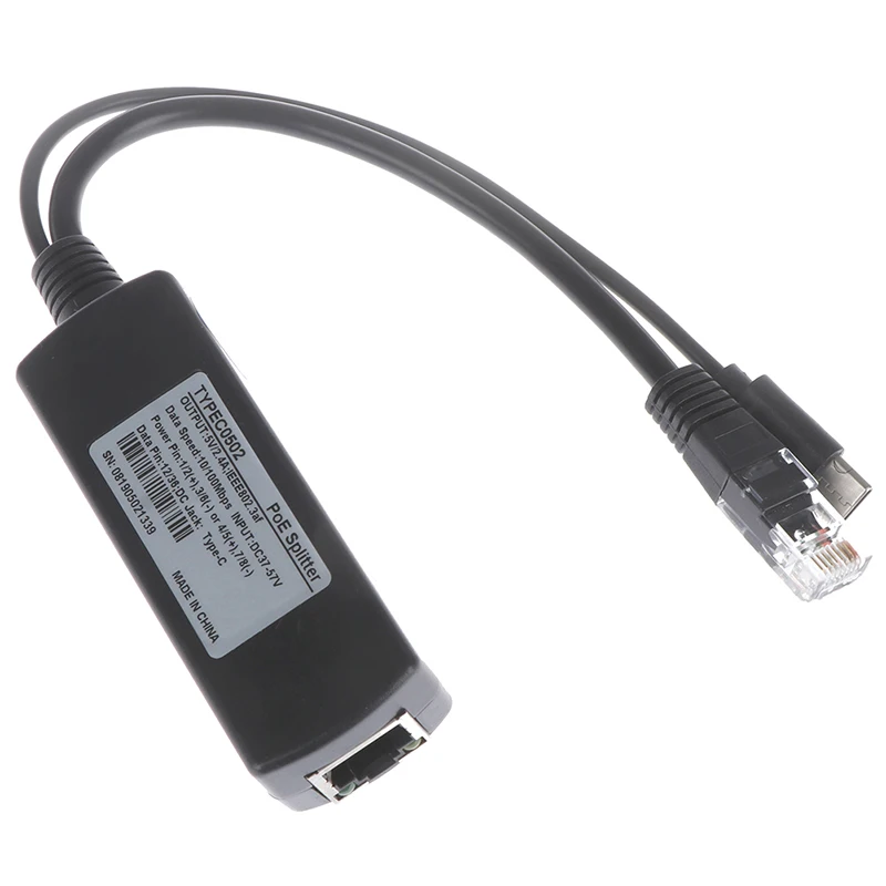 TYPE-c poe splitter usb 48v to 5v power over ethernet 802.3af for raspberry