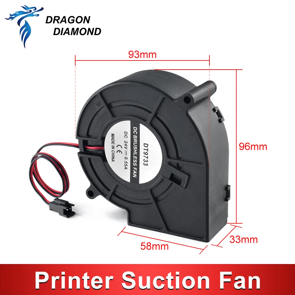 DT9733 Printer Strong Suction Fan 10cm DC fan 24V 0.55A for Allwin Xuli large format Printer Brushless Paper Blower fan