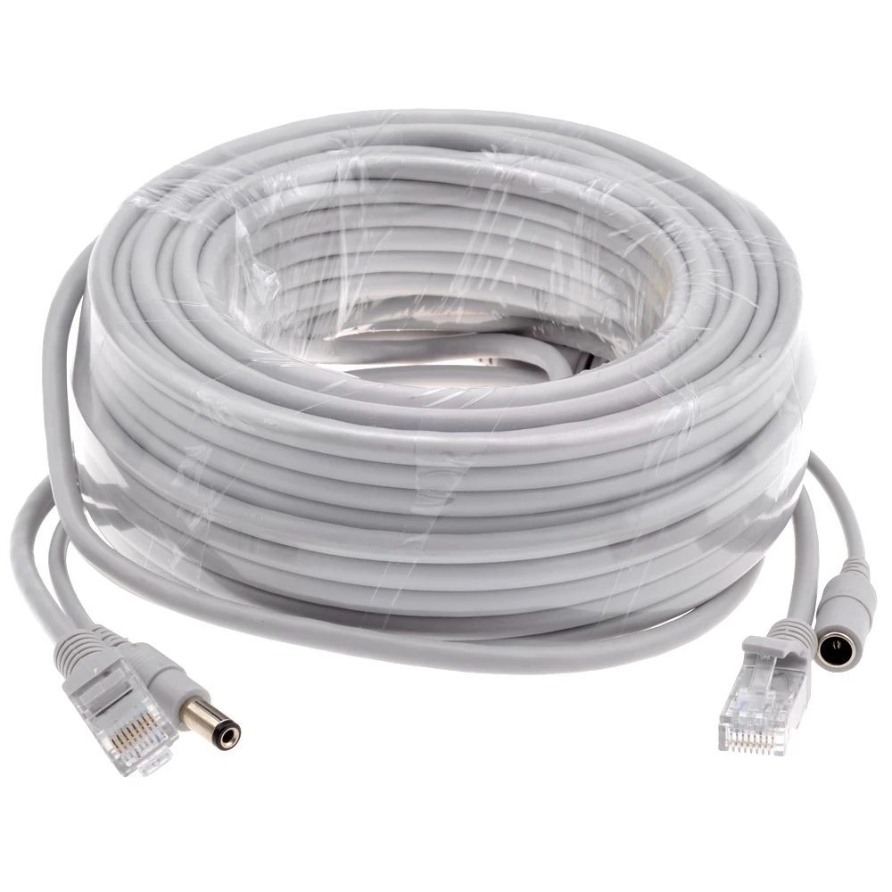 IP Camera Extension Cable Power Supply RJ45 2 IN 1 Network Wires 5M/10M/20M/30M RJ45 Extension Cable RJ45+DC For IP Cameras
