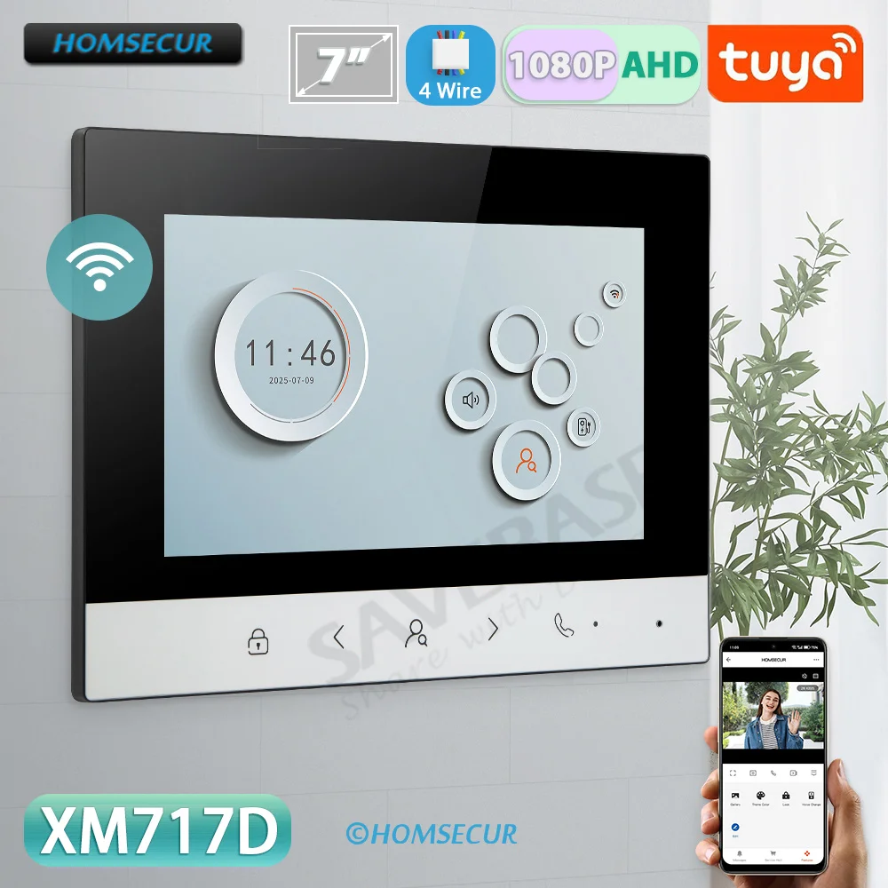 Tuya Smart WIFI Indoor Monitor 7"/10" LCD Screen for 4 Wire HD 1080P Hands Free Video Door Phone Intercom Doorbell Home Security