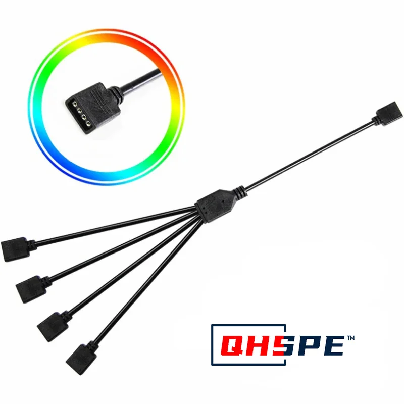 Synchronized Motherboard Cable 4-Pin 12V RGB 3-Pin 5V ARGB 1 to 2/1 to 3/1 to 4/1 to 5 Extension Cord Split Multiple