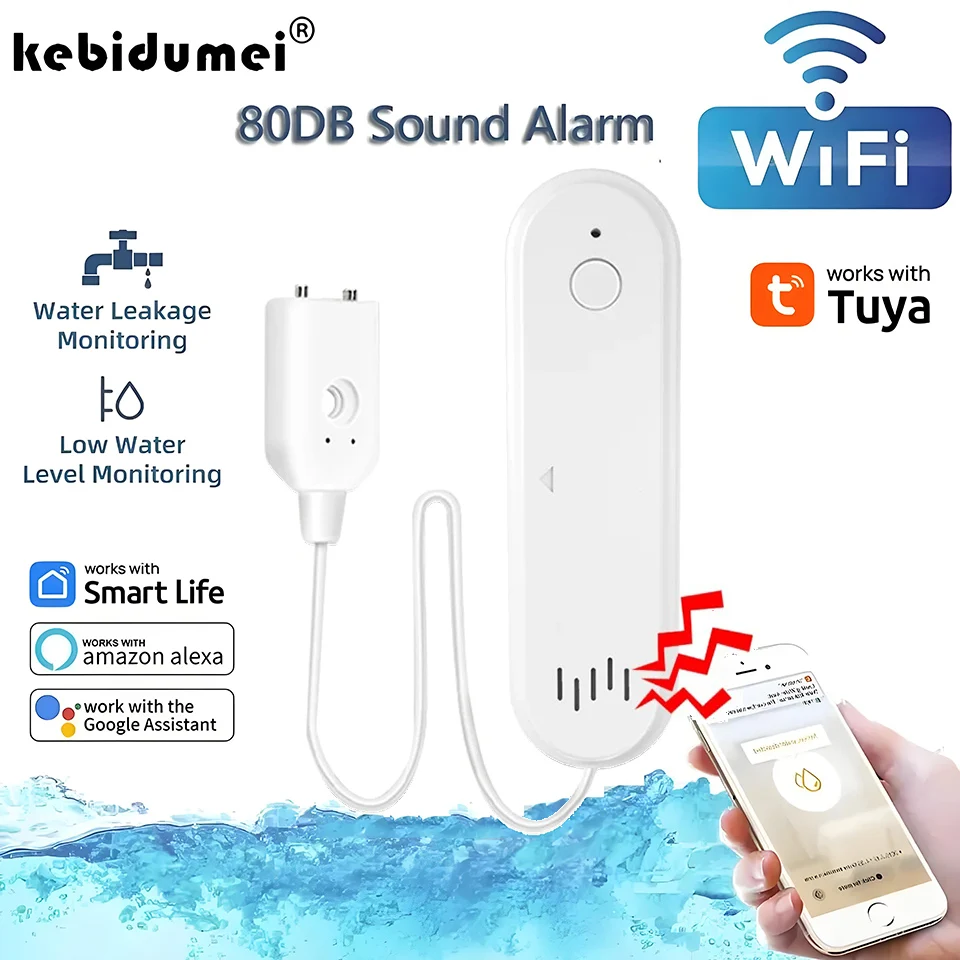 Tuya Smart WIFI Water Leakage Sensor Alarm Water Detector 80dB Flood Leakage Sensor APP Remote Control Security Alarm System
