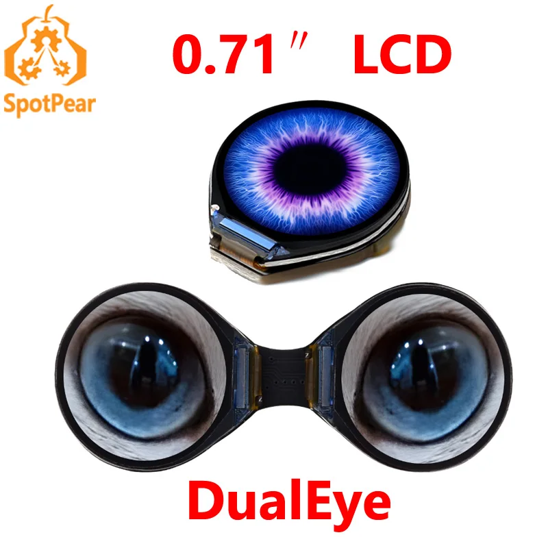 Waveshare 0.71inch Double Eye Round LCD Display Module Option SPI 160×160 65K Colors For Arduino Raspberry Pi ESP32 Pico STM32
