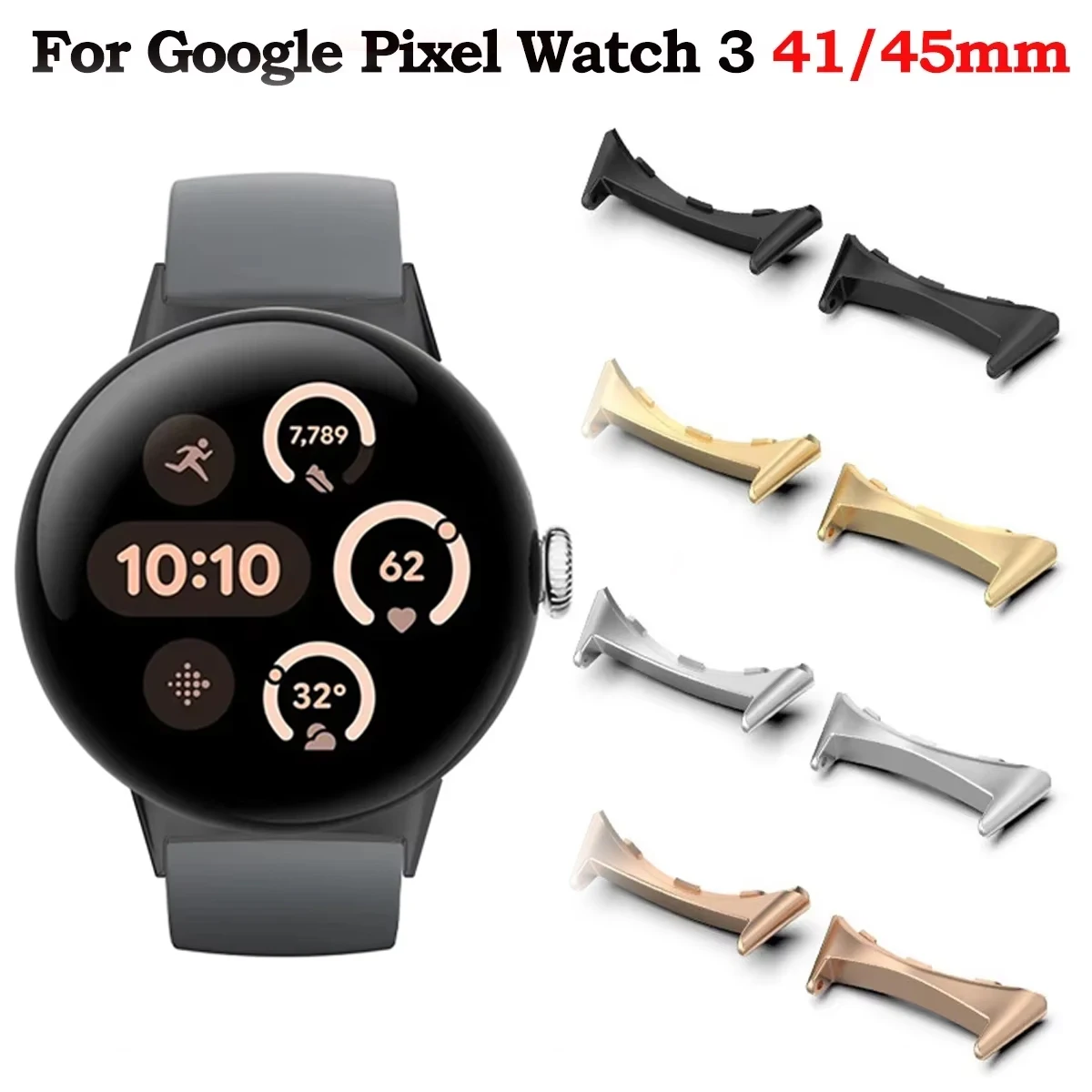 2pcs Watch Strap Connector Adapter For Google Pixel Watch 3 41mm 45mm Accessories Metal Smartwatch Adapters Replacement