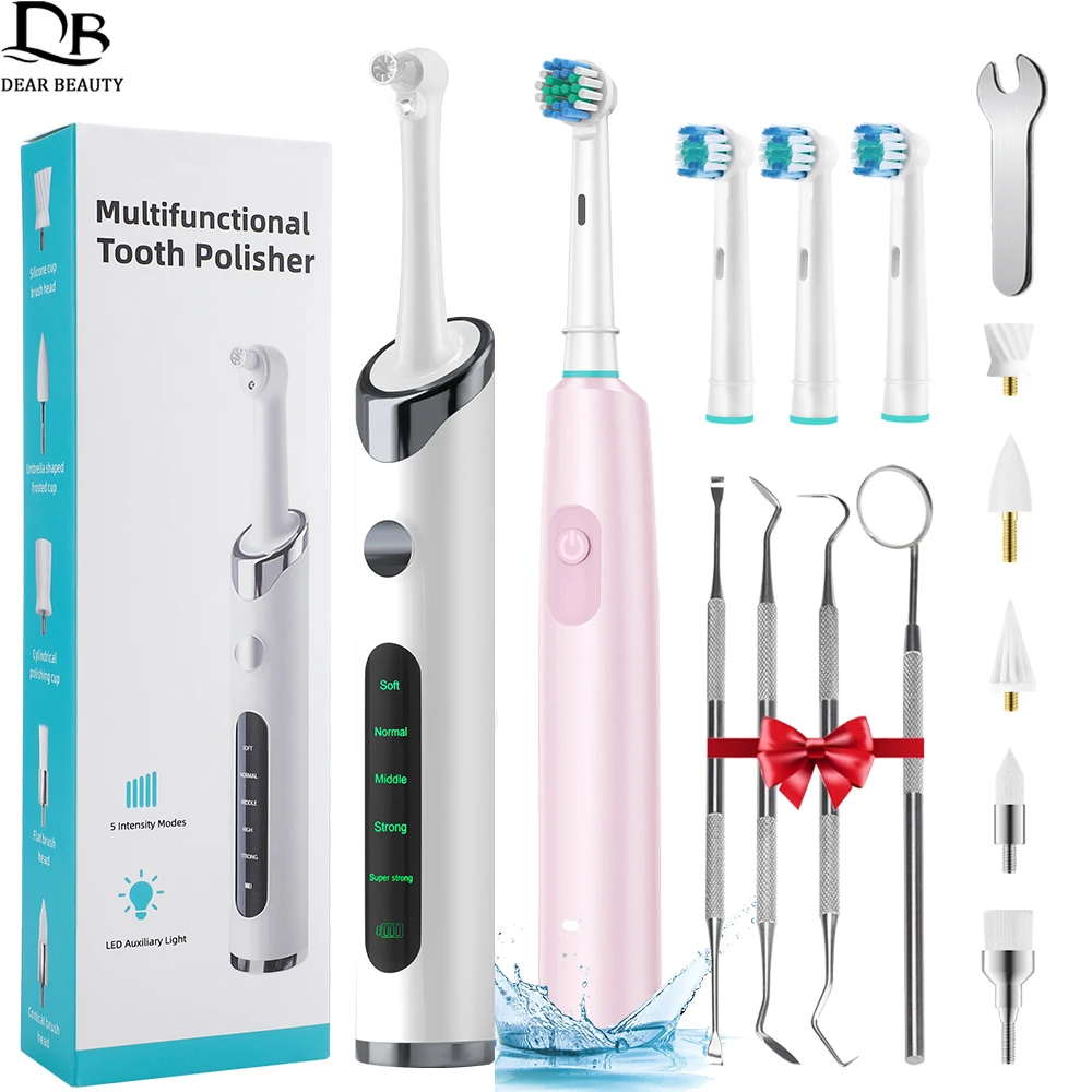 Electric Tooth Polisher Dental Scaler Rechargeable Rotating Toothbrush Tartar Plaque Remover Teeth Whitening Cleaning Tools