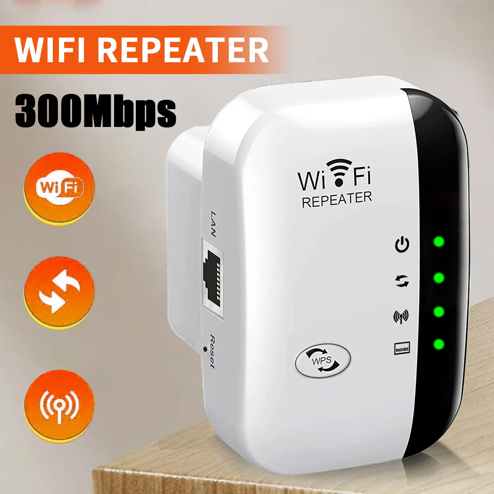 High-Performance 300Mbps WiFi Extender & Signal Booster - Easy Setup, Ethernet Port, Multi-User Support for Parties, Offices