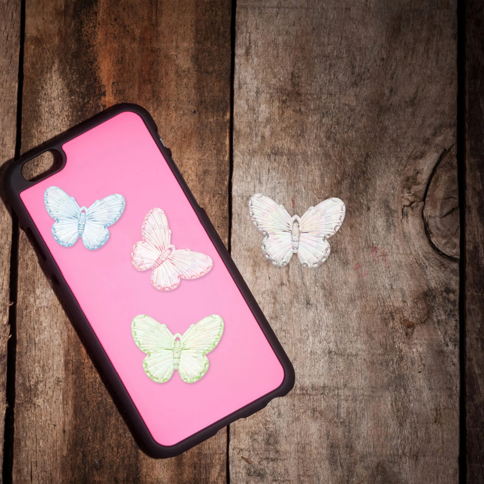 40Pcs Resin Butterflies Charms Electroplated DIY Craft Ornaments for Phone Cover Hairband Decor Creative Jewelry Making