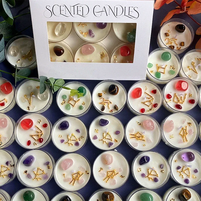 Twelve Constellation Candle New Year style Aromatherapy Candle Soy Wax Colorful Conch Candle Cup Gift Box Single For Her Talot