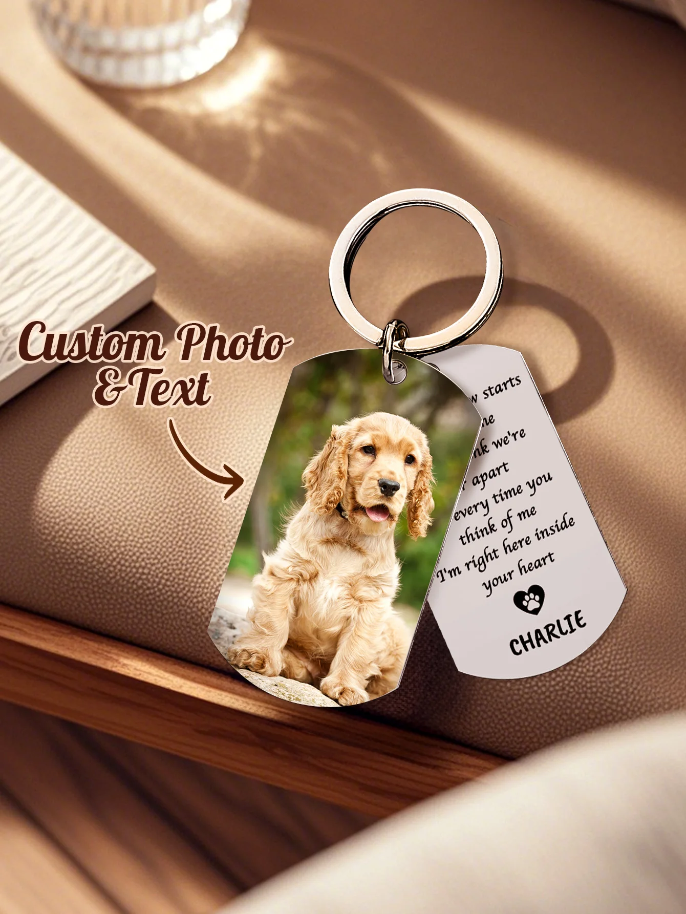 Personalized Pet Photo Keychain Custom Dog Memorial Gift Pet Loss Keepsake for Dog Lovers Anniversary Christmas Gift
