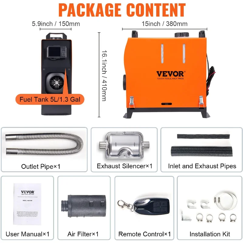 Diesel Heater All in One,Diesel Air Heater with Bluetooth App Control, Portable Parking Heater Automatic Altitude Adjustment Max