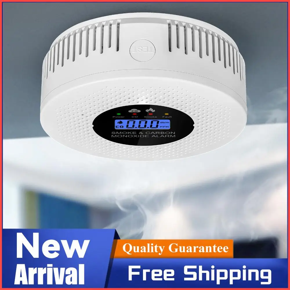 Smoke and Carbon Monoxide Detector with LCD Display Smoke and CO Alarm Powered by Battery for Home Hallways Bedroom