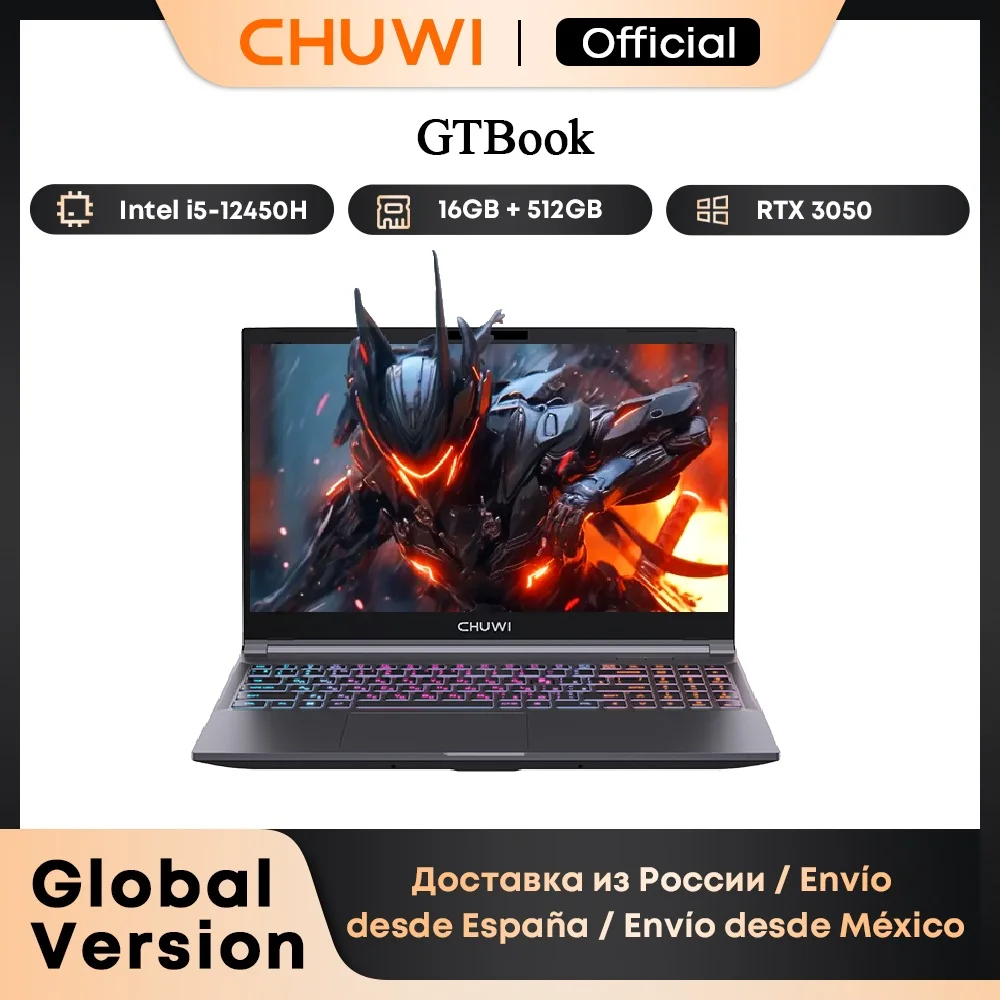 World Premier CHUWI GTBook i5-12450H RTX 3050 Gaming Laptop 15.6inch FHD Screen 16GB RAM 512GB SSD Metal Body Dedicated Notebook