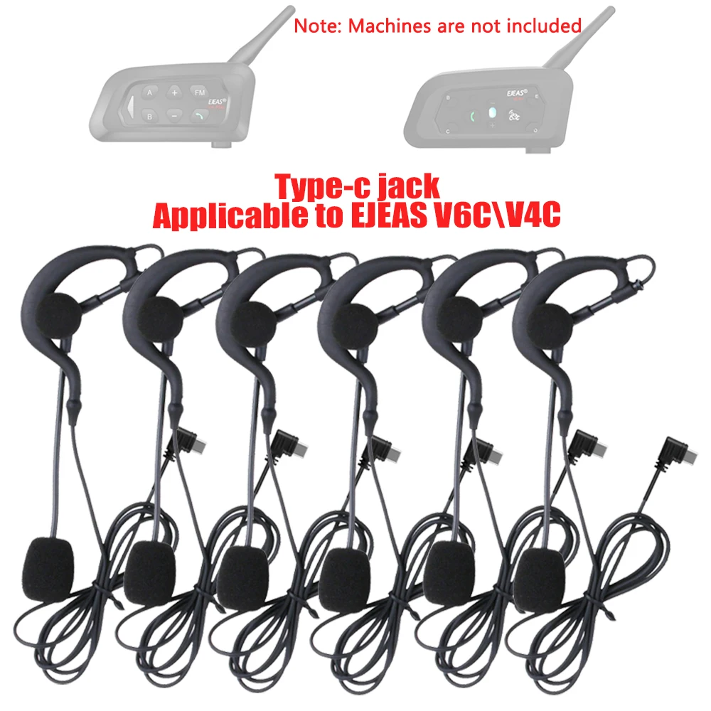 EJEAS V6C V4C PLUS Referee Earhook Headphone Type-c Jack Headset Microphone Full Duplex Headphone Referee Intercom Accessories