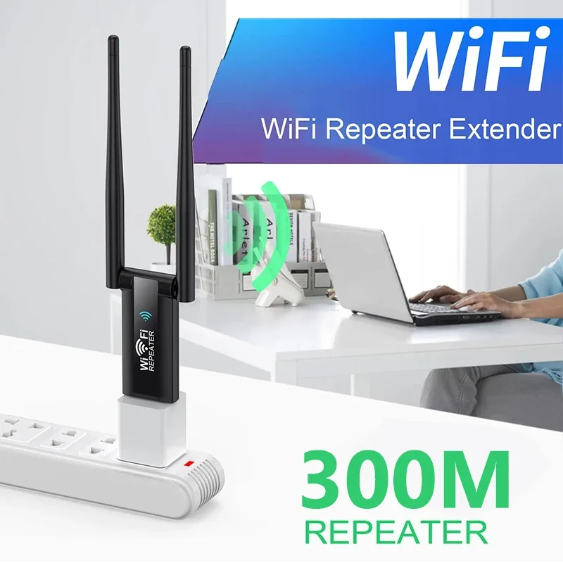 KEBIDUMEI 300Mbps USB Wireless WiFi Signal Amplifier 2.4G WiFi Repeater Extender Booster Long Range Router Network Extension