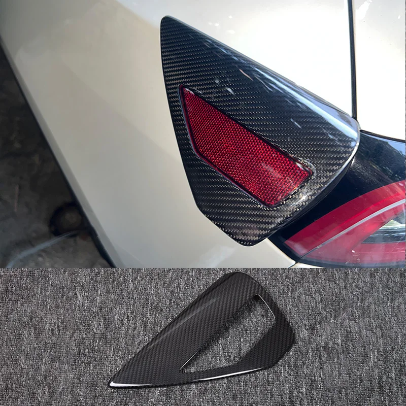 For Tesla Model Y Model 3 2016-2022 2pcs Real Carbon Fiber Charging Port Panel Trim Cover Car Tuning Accessories Sticker
