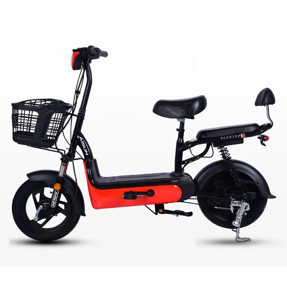 2024 Cheap Electric Bicycle 350W 48V Step Through 14 Inch Electric Cycle Electric Bike Scooter With Pedal